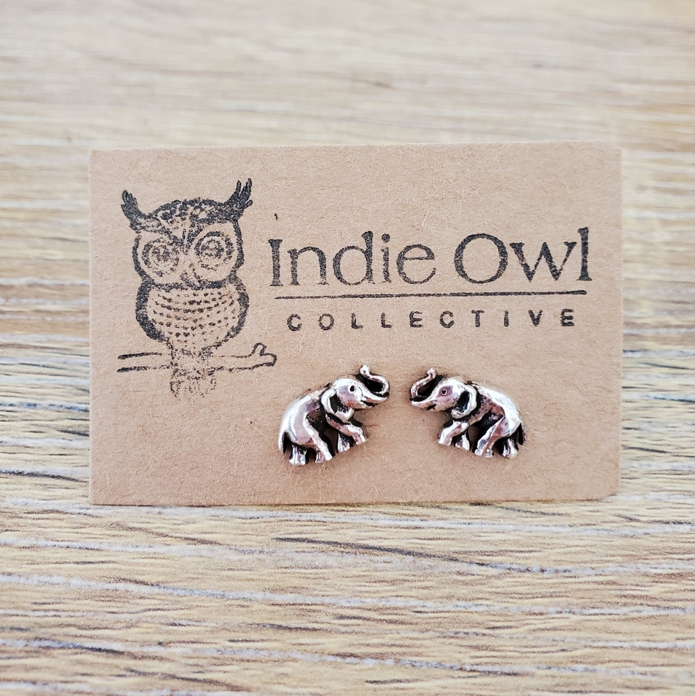 Sterling Silver Elephant Earrings, Stud earrings
